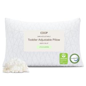 Coop Home Goods Original Toddler Adjustable Pillow, Soft, Breathable, Washable Mini Bed Pillow for Kids with Premium Memory Foam and Zippered Cover, CertiPUR-US/GREENGUARD Gold