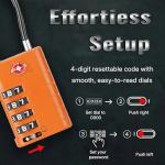 ANVIL 4 Digit Luggage Locks, TSA Locks for Luggage, Advanced TSA008 core, Alert Indicator for Your Travel Lock, Suitcase Lock. (2, Orange)