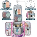 PAVILIA Toiletry Bag Travel Bag for Women Men, Hanging Cosmetic Organizer, Water Resistant Makeup Bag for Accessories Toiletries, Large Travel Essentials Kit (Floral Pink)