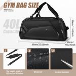 Gym Bag for Men Women, 40L Travel Duffle Sports Duffel Bag Lightweight Gym Weekender Overnight Backpack with Shoe Compartment & Wet Pocket Black