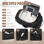 Gym Bag for Men Women, 40L Travel Duffle Sports Duffel Bag Lightweight Gym Weekender Overnight Backpack with Shoe Compartment & Wet Pocket Black