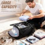 Gym Bag for Men Women, 40L Travel Duffle Sports Duffel Bag Lightweight Gym Weekender Overnight Backpack with Shoe Compartment & Wet Pocket Black