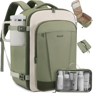 LOVEVOOK 40L Travel Backpack for Women & Men, Airline Approved Carry On Backpack, TSA Personal Item Bag fits 17.3 Inch Laptop, Waterproof Weekender Overnight Bags Suitcase for Work, Light Green