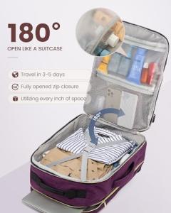 LOVEVOOK Travel Backpack for Women & Men 40L,Airline Approved Carry On Backpack Travel Essentials,TSA Carry on Luggage,Waterproof Personal Item Travel Bag,Suitcase with Packing Cubes,Dark purple-Black