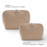 THE VERTI-Vertical Waterproof Makeup & Toiletry Bag | 23-Pocket Organizer with Upright, Fold-Down Design for Skincare, Toiletries & Essentials (Sandstone, Medium)