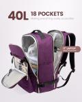 LOVEVOOK Travel Backpack for Women & Men 40L,Airline Approved Carry On Backpack Travel Essentials,TSA Carry on Luggage,Waterproof Personal Item Travel Bag,Suitcase with Packing Cubes,Dark purple-Black