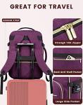 LOVEVOOK Travel Backpack for Women & Men 40L,Airline Approved Carry On Backpack Travel Essentials,TSA Carry on Luggage,Waterproof Personal Item Travel Bag,Suitcase with Packing Cubes,Dark purple-Black
