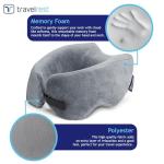 TRAVELREST Nest Memory Foam Travel Neck Pillow, Advanced Support for Long Flights, Patented Design, Optimal Relaxation, Compact, Ergonomic, Washable, On-The-Go, Attaches to Luggage - Gray