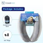 TRAVELREST Nest Memory Foam Travel Neck Pillow, Advanced Support for Long Flights, Patented Design, Optimal Relaxation, Compact, Ergonomic, Washable, On-The-Go, Attaches to Luggage - Gray