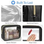 PACKISM TSA Approved Toiletry Bag - 3 Pack Upgrade Color-Edged Clear Makeup Bag, Clear Toiletry Bag For Traveling Fits Various Storage Needs, Black