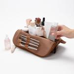 THE VERTI-Vertical Waterproof Makeup & Toiletry Bag | 23-Pocket Organizer with Upright, Fold-Down Design for Skincare, Toiletries & Essentials (Mahogany)