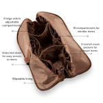 THE VERTI-Vertical Waterproof Makeup & Toiletry Bag | 23-Pocket Organizer with Upright, Fold-Down Design for Skincare, Toiletries & Essentials (Mahogany)