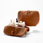 THE VERTI-Vertical Waterproof Makeup & Toiletry Bag | 23-Pocket Organizer with Upright, Fold-Down Design for Skincare, Toiletries & Essentials (Mahogany)