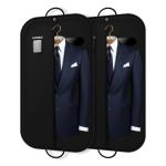 LAZYSEAL 2Pcs Garment Bag for Travel 43-Inch Waterproof Dustproof Suit Luggage Bag Unisex Suit Bag Durable 600D Oxford Fabric 2-in-1 Hanging Suitcase Clothes Storage for Suits, Dresses (Standard)