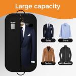LAZYSEAL 2Pcs Garment Bag for Travel 43-Inch Waterproof Dustproof Suit Luggage Bag Unisex Suit Bag Durable 600D Oxford Fabric 2-in-1 Hanging Suitcase Clothes Storage for Suits, Dresses (Standard)