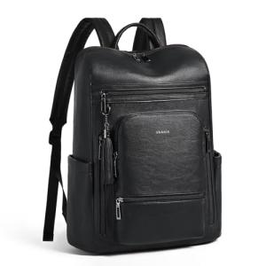 Shrrie Upgraded Large Travel Laptop Backpack with Laptop Compartmetn Fits 17 inch Laptop,Waterproof Vegan Leather Computer Backpack for Women and Men Work Business College