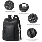 Shrrie Upgraded Large Travel Laptop Backpack with Laptop Compartmetn Fits 17 inch Laptop,Waterproof Vegan Leather Computer Backpack for Women and Men Work Business College