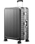 LUGGEX Checked Suitcase with Spinner Wheels, 8010S Aluminum Frame Zipperless Polycarbonate Hard Shell Suitcase (ZX-Core, Charcoal Metallic, 28 Inch)