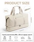 Oeihuivt Weekender Bags for Women - 21 Inch Large Travel Duffel Bag Set with Shoe Compartment, Heavy-Duty nylon Carry On Overnight Tote Beige