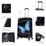 InUSA Black Butterfly Print Luggage with Spinner Wheels | Durable Lightweight Hardside Suitcase | Travel Bag with Handle and Trolley | 28-Inch Large Checked luggage