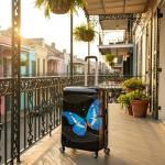 InUSA Black Butterfly Print Luggage with Spinner Wheels | Durable Lightweight Hardside Suitcase | Travel Bag with Handle and Trolley | 28-Inch Large Checked luggage