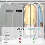 SLEEPING LAMB 60" Long Hanging Garment Bags for Closet Storage Gusseted Clear Dress Bag for Clothes, Gowns, Coats, Suits, 5 Packs