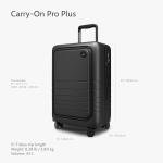 Monos Carry-On Pro Plus Luggage (23"), Hardside Spinner Suitcase with TSA Lock & Front Pocket, Airline Approved, Midnight Black