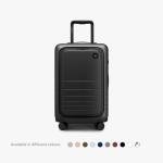 Monos Carry-On Pro Plus Luggage (23"), Hardside Spinner Suitcase with TSA Lock & Front Pocket, Airline Approved, Midnight Black