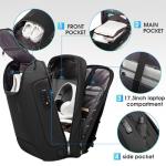 BANGE Men's Anti-Theft Backpack,Waterproof Fashion Travel Backpacks,High Tech Backpack with USB3.0 Charging Port,Business Laptop Backpack Fits 17.3 Inch Notebook…