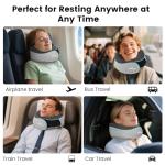 Upgraded Travel Pillow Memory Foam Neck Pillow Airplane- 360° Support Travel Pillows for Airplanes, With Eye Mask & Earplugs, Portable Carry Bag for Long Flights, Train| Best Travel Essentials