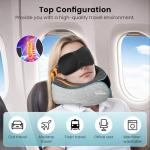 Upgraded Travel Pillow Memory Foam Neck Pillow Airplane- 360° Support Travel Pillows for Airplanes, With Eye Mask & Earplugs, Portable Carry Bag for Long Flights, Train| Best Travel Essentials