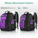 Z-MGKISS 52L Travel Backpack for Women, Large Waterproof Anti-Theft Backpack 17.3 Inch with USB Port, TSA-Approved Daypack, Gifts for Women Teacher Business College, Purple