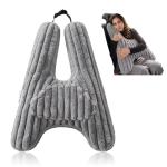 HIGOGOGO Washable Travel Pillow, Car Pillow for Kids & Adults, Upgraded Travel Pillows with Removable Soft Cover and High-Support Foam, Fix Neck and Body Sitting/Sleeping on The Trip, Dark Grey