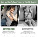 HIGOGOGO Washable Travel Pillow, Car Pillow for Kids & Adults, Upgraded Travel Pillows with Removable Soft Cover and High-Support Foam, Fix Neck and Body Sitting/Sleeping on The Trip, Dark Grey