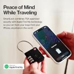 KeySmart SmartLock Tracking Luggage Locks, TSA Locks for Luggage, GPS Tracker, Combination Lock Compatible with Apple Find My App, Best Travel Essentials, Replaceable Non-Rechargeable Battery (1 Pack)