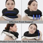 BUYUE Travel Neck Pillows for Airplanes, 360° Head Support Sleep for Long Flight, Skin-Friendly & Breathable, Kit with 3D Contoured Eye Mask, Earplugs and Storage Bag (Adult, Black, 90+ lbs)