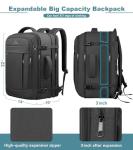 60L Extra Large Travel Laptop Backpack,3XL Expandable Carry On Backpack for Men, Big Capacity Heavy Duty Business Suitcase Daypack Bag Fits 18.4-19 Inch Laptops, Travel Gifts for Men Women, Black