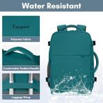 Taygeer Carry on Backpack for Men Women, Luggage Laptop Backpack for Airplane Travel with USB Charging Port, 35L Water Resistant Gym Weekender Bag for College Gift, Peacock Blue