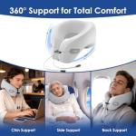 jiaao Travel Pillow Memory Foam Neck Pillow for Airplanes with Adjustable Drawstring Support, Gray Travel Neck Pillow for Flights, Road Trips, Trains & Everyday Travel