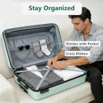 24 Inch Checked Luggage, ABS Hardside Suitcase with Spinner Wheels, Lightweight Medium Luggage with TSA Lock for Women and Men, Expandable Travel Suitcase for Business, Road Trips & Family Vacations