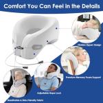 jiaao Travel Pillow Memory Foam Neck Pillow for Airplanes with Adjustable Drawstring Support, Gray Travel Neck Pillow for Flights, Road Trips, Trains & Everyday Travel