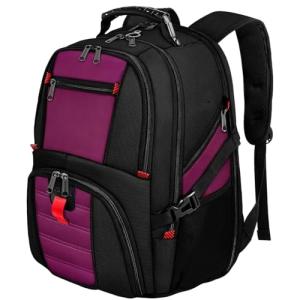 YOREPEK Travel Backpack, Extra Large 50L Laptop Backpacks for Men Women, Water Resistant College Backpack Airline Approved Business Work Bag with USB Charging Port Fits 17 Inch Computer, Purple