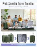 LIGHT FLIGHT Luggage Sets, 3 Piece Durable Suitcase Set with Spinner Wheels, 3 Pcs Hardside Lightweight luggage with TSA Lock, Large Checked Travel Suitcases, 20/24/28 Inch, Pine Green