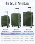 LIGHT FLIGHT Luggage Sets, 3 Piece Durable Suitcase Set with Spinner Wheels, 3 Pcs Hardside Lightweight luggage with TSA Lock, Large Checked Travel Suitcases, 20/24/28 Inch, Pine Green