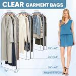 BALEINE 40'' Clear Garment Bags for Hanging Clothes, 10.5'' Wide PEVA Suit Bag for Closet Clothes Dresses Coat (Clear, 1PK)