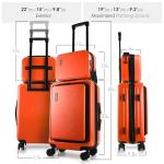 TRAVELARIM 22 Inch Carry On Luggage 22x14x9 Airline Approved, Carry On Suitcase with Wheels, Hard-shell Carry-on Luggage, Orange Small Suitcase, Hardside Luggage Carry On with Cosmetic Carry On Bag