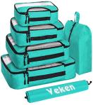 Veken 6 Set Packing Cubes for Suitcases, Travel Essentials for Carry on Luggage, Suitcase Organizer Bags Set for Travel Accessories in 4 Sizes(Extra Large, Large, Medium, Small)，Cyan