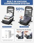 WEPLAN Vacuum Backpack Travel with Pump,Large Travel Backpack with Vacuum System,Mochila compresion al vacio,Flight Approved 18x14x8,Waterproof Carry on Personal Item Laptop Backpacks,Black