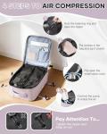 Vacuum Travel Backpack with Pump for Women, Personal Item Carry on Backpacks Flight Approved 18x14x8 inches for Men,Laptop Waterproof Work Compression bags Casual Daypack. (Purple)
