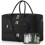 CLOKARS Travel Duffle Bag, Wide Open Large Weekender Bag for Women with Shoe Compartment, Carry on Overnight Bags with Toiletry Bag, Hospital Bag for Women Labor Delivery with Wet Pocket (Black)